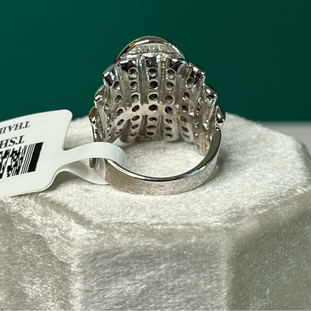 Larimar Wide Sterling Silver Ring White Topaz Accents Size 6 JTV NWT - Picture 4 of 7